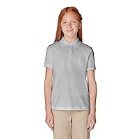 French Toast Girls' Big Short Sleeve Interlock Polo with Picot Collar