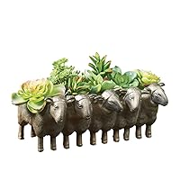 Creative Co-Op Resin Sheep Planter with Distressed Iron Finish