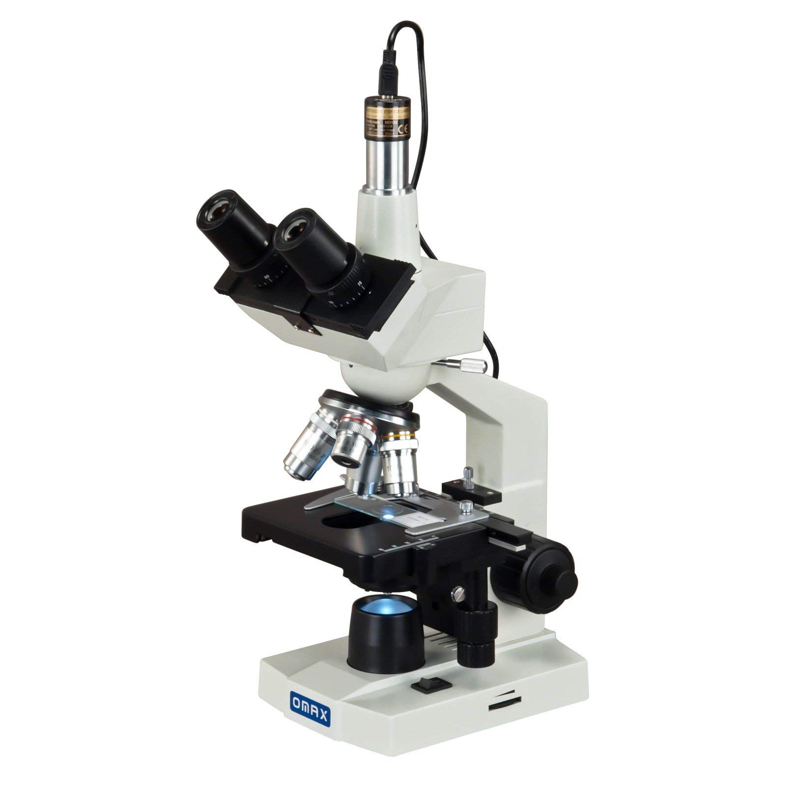OMAX 40X-2500X Digital Lab Trinocular Compound LED Microscope with USB Digital Camera and Double Layer Mechanical Stage (M83EZ-C02)