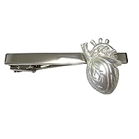 White Toned Large Anatomical Heart Tie Clip