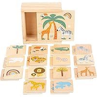 wooden toys Safari Wooden Memory Game-Shape Sorting Matching Games for Boys and Girls- Perfect for Birthday Parties, Classrooms, Family Game Night, Multi, (11696)