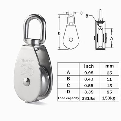 Mua 4Pcs M25 Single Pulley Block, Creatiees 304 Stainless Steel Pulley  Roller, Crane Swivel Hook Smooth Wire Rope Cable Loading 150 kg trên   Anh chính hãng 2024