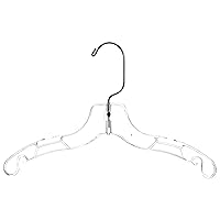 5075 Clear Plastic Hangers with 360 Swivel Metal Hook and Notches for Straps, Great for Children's Shirts/Tops/Dresses, 12 Inch (Pack of 10)