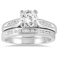 AGS Certified 1 1/5 Carat TW Diamond Bridal Set in 14K White Gold (J-K Color, I2-I3 Clarity)