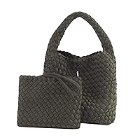 Fashion Tote Satchel Ladies Woven Hobo Handbags Adjustable Shoulder Bucket Bag Top-handle with Purse for Women