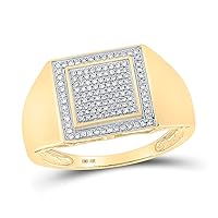 The Diamond Deal 10kt Yellow Gold Mens Round Diamond Square Ring 1/4 Cttw