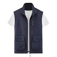 Men's Outdoor Fishing Vest Casual Work Sports Vests Hunting Hiking Travel Photo Cargo Vest Jacket with Multi Pockets