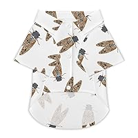 Summer Cicada Print Pet T-Shirts Cute Dog Shirt Clothes Beach Pullover Cat Sweatshirt for Small Pet