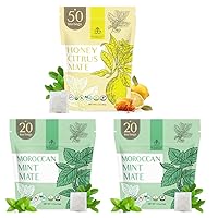 Palermo Organic Yerba Mate Tea Bags 50 Count - Honey Citrus Mate Infused with Ginger & Turmeric + Organic Yerba Mate Tea Bags 20 Count - Moroccan Mint Mate Infused with Spearmint & Green Tea