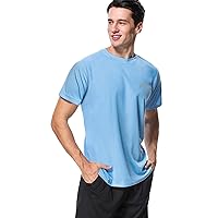 Men's Swim Shirt Rash Guard, UPF50+ UV Sun Protection Quick Dry SPF Short Sleeve Fishing Beach T-Shirts