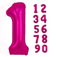 40 inch Hot Pink Number 1 Balloon, Giant Large 1 Foil Balloon for Birthdays, Anniversaries, Graduations, 1st Birthday Decorations for Kids