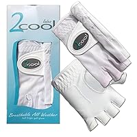 2 Cool Half Finger Golf Glove (White, Right, Large, Ladies)