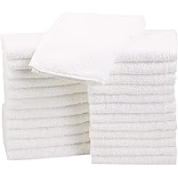 Amazon Basics Fast Drying Absorbent Terry Cotton Washcloth Bath Towel, 12 x 12 Inch, White - Pack of 24