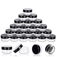 5 Gram Sample Containers with Lids, 25 Count 5ML Sample Jars, Empty Cosmetic Containers with Lids, Small Makeup Travel Containers for Glitter, Lotion, Cream, Beads, with Labels, Mini Spatulas