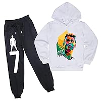 LOTFI Teens 2 Piece Outfits Cristiano Ronaldo Sweatshirts Pullover Hooded and Jogger Pants Sets Casual Sweatsuit for Boys