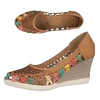 Womens 102 Authentic Mexican Huarache Leather Sandals Wedge Slip On