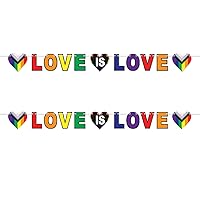 Beistle 2 Piece Love Banners for LGBTQ Rainbow Gay Pride Decorations, 6.25