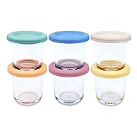 Elk and Friends 4oz Borosilicate Glass Baby Food Storage Jars with Silicone Lid | Strong Glass | Set of 6 | Microwave, Oven & Dishwasher Safe | Infant and Babies