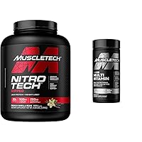 Nitro-Tech Ripped | Lean Whey Protein Powder/Isolate & Platinum Multivitamin for Immune Support 18 Vitamins & Minerals Vitamins A C D E B6 B12 Daily Workout Supplements for Men 90 Ct