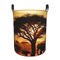 African Elephant Waterproof Oxford Fabric Laundry Hamper,Dirty Clothes Storage Basket For Bedroom,Bathroom
