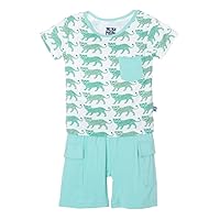 KicKee Pants Little Boys Print Short Sleeve Tee with Pocket & Cargo Short Outfit Set