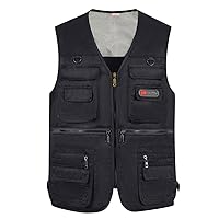 Men's Utility Cargo Vest with Multi Pockets Casual Outdoor Work Safari Fishing Hunting Work Photo Vest Big&Tall