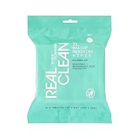Real Clean XL Makeup Removing Wipes, Hydrating Facial Wipes, Infused With Hyaluronic Acid, Dual-Usage Cleansing Wipes Repair Skin & Gently Remove Makeup, Fragrance Free, 25 Count