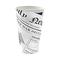 PacknWood 210TPASK20 - News Print Closable Perforated Snack Cup - News Print Greaseproof Paper Cups - Disposable Appetizer Food Cups - (14oz Capacity) (D:2.36in H:6.3in) - (Case of 1000)
