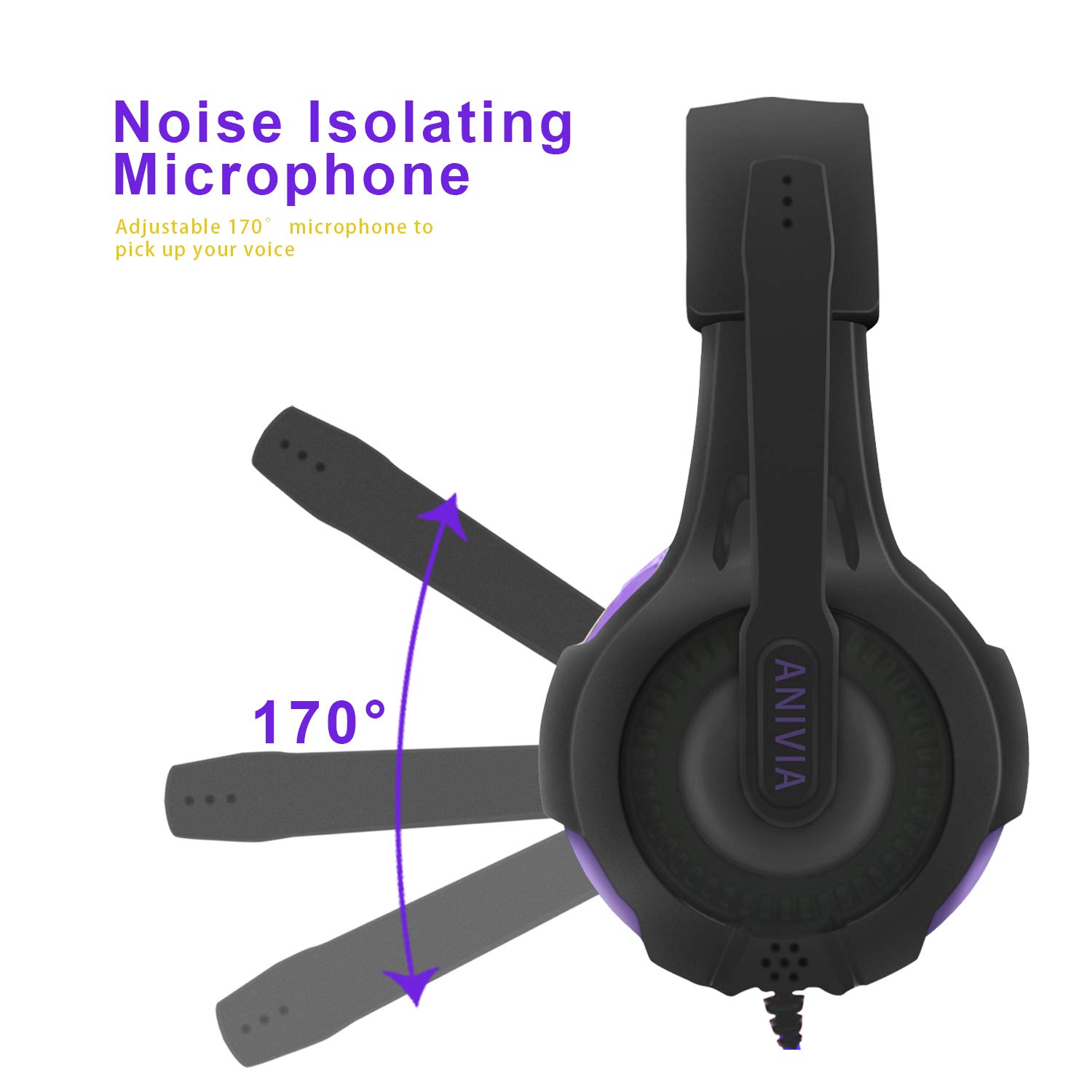 PC Gaming Headsets PS4 Headset for Xbox One - AH68 Wired Stereo Over Ear Gaming Headphone with Microphone for PC Computer, MAC Laptop, Playstation 4, Xbox one Controller, Phones,Tablet, PSP, Purple