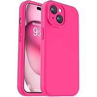 Vooii Compatible with iPhone 15 Case, Upgrade Defender Liquid Silicone, [Enhanced Camera Protection] [Soft Anti-Scratch Microfiber Lining] Shockproof Phone Case for iPhone 15 6.1 inch - Hot Pink