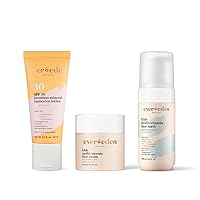 Evereden Premium Baby Sunscreen SPF 30, 2 fl oz., Evereden Kids Face Cream: Fresh Pomelo, 1.7 oz. & Evereden Kids Face Wash: Fresh Pomelo, 3.4 fl oz. | 3 Item Bundle Set | Clean & Natural Skincare