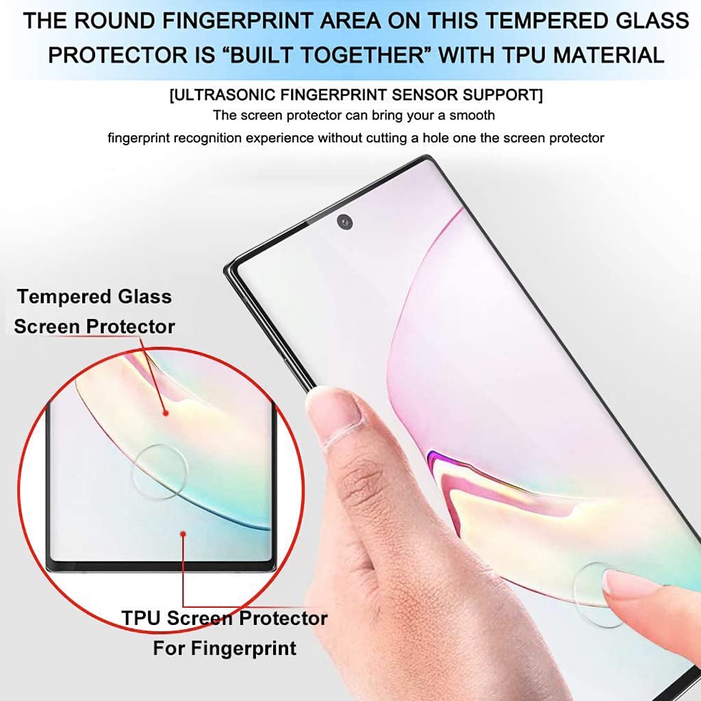 Micger Galaxy Note 10 Screen Protector【2+2 Pack】 With Camera Lens Protector, Easy installation, 3D Glass 9H Hardness Tempered Glass Screen Protector for Samsung Galaxy Note 10