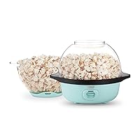 DASH SmartStore™ Stirring Popcorn Maker, 3QT Hot Oil Electric Popcorn Machine with Clear Bowl, 12 Cups - Aqua