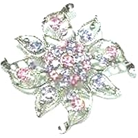 Imported Multi Color Crystals Studded on Silver Plated Leaf Brooch
