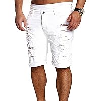 Enrica Men's Casual Ripped Destroyed Slim Fit Jeans Shorts