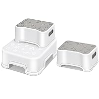 HEETA Step Stool for Kids and Toddler, Anti-Slip Sturdy Step Stool for Toilet Potty Training Stool, 2 in 1 Step Stool to Reach Kitchen Counter or Sink, with 2 Separate Small Stool