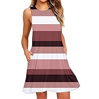 Beach Vacation Outfits for Women,Women Summer Casual T Shirt Dresses Beach Cover up Plain Pleated Tank Dress