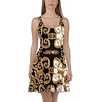 Skater Dress for Women Skirt Cocktail Casual Arch Gold Half Black Dresses