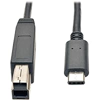 Tripp Lite 3 ft. USB 3.1 Gen 2 USB-C to USB-B Cable (M/M), USB Type-C to USB 3.0 Type-B, 10 Gbps Fast Charging (U422-003-G2), Black