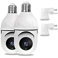 2PCS Light Bulb Security Camera 3MP, 2.4GHz Wireless WiFi 360 Degree Home Bulb Camera, Night Vision, Two Way Audio, Motion Detection, Cloud Storage, Remote APP Access