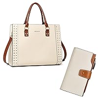 BOSTANTEN Women Leather Handbags Shoulder Purses Top Handle Satchel Shoulder Bag Work Tote and Womens Leather Wallets RFID Blocking Large Capacity Credit Cards Holder Phone Clutch Apricot