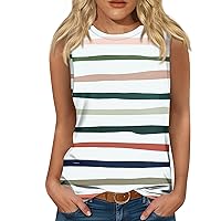 Fitted Tank Tops for Women 2024 Geometric Plaid Prints Tank Tops Summer Beach Sleeveless T Shirt Country Tank Cami