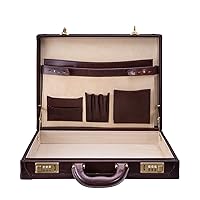 Maxwell Scott - Mens Luxury Leather Slim Square Briefcase Box Attaché Case with Luxury Suede Lining - The Scanno