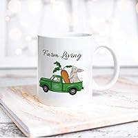 Funny White Ceramic Coffee Mug Happy Easter Day Farm Carrots And Green Coffee Cup Drinking Mug With Handle For Home Office Desk Novelty Easter Gift Idea For Kid Children Women Men