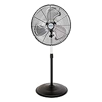 Hurricane Pro Series 20 Inch 3 Speed Heavy Duty Metal High Velocity Oscillating Pedestal Stand Floor Fan with Adjustable Height and Tilt, Black