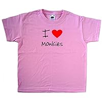 I Love Heart Monkies Pink Kids T-Shirt
