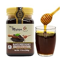 Mujeza Black Seed Honey with Royal Jelly - Not Mixed with Oil or Powder - Gluten Free - Non GMO - Organic Honey - Immune Booster - 100% Natural Raw Honey (500g /17.6oz) Mujezat Al-Shifa