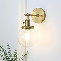 Globe Bathroom Wall Sconce+Bell Glass Wall Light Fixture with Switch