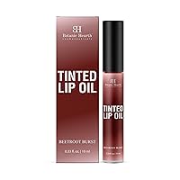 Botanic Hearth Tinted Lip Oil | Moisturizing Lip Gloss Oil for Dry Lips | Deep Red Gloss | Lightweight & Non Greasy | 0.3fl oz