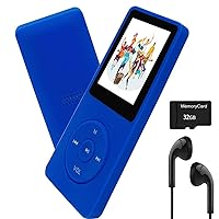 MP3 Player 32GB with Speaker Earphone Portable Mini Blue Music Player Support Voice Recorder E-Book 1.8 inch HD Screen Support up to 128GB